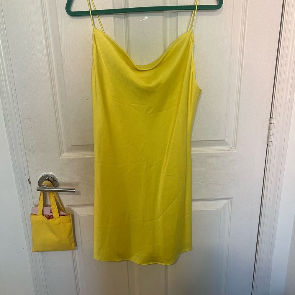 Alice + Olivia Yellow Cowl Neck Mini Dress - Picture 4 of 5